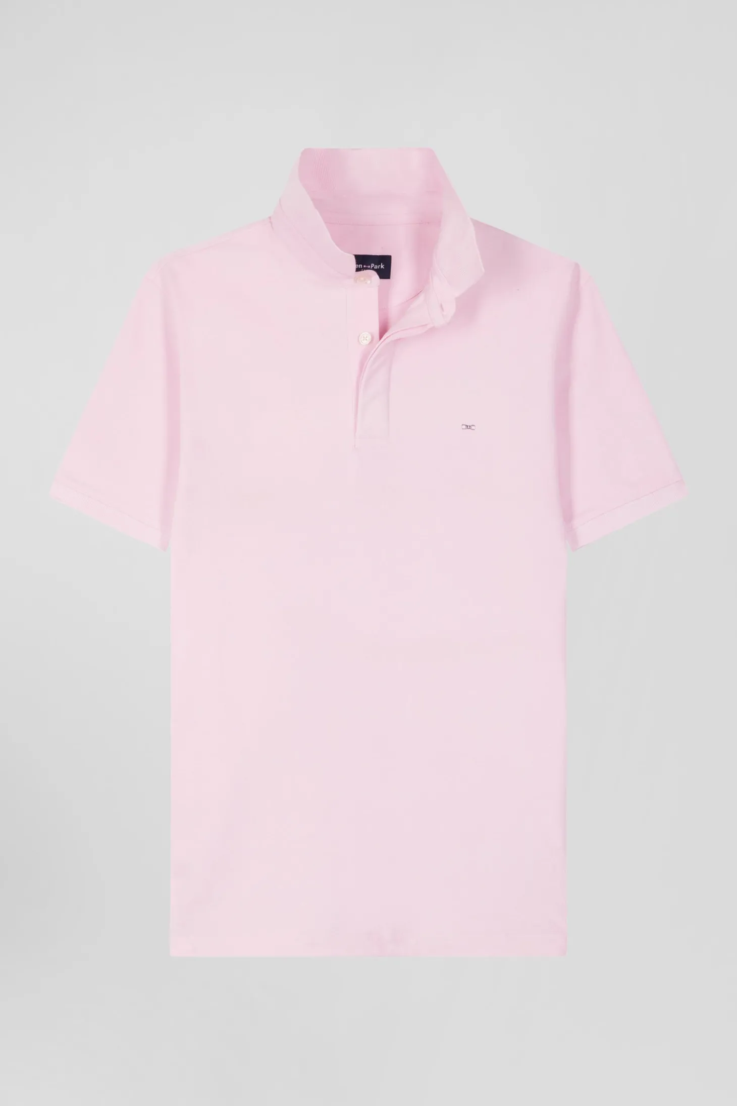 Slim pink short-sleeved stretch cotton polo shirt