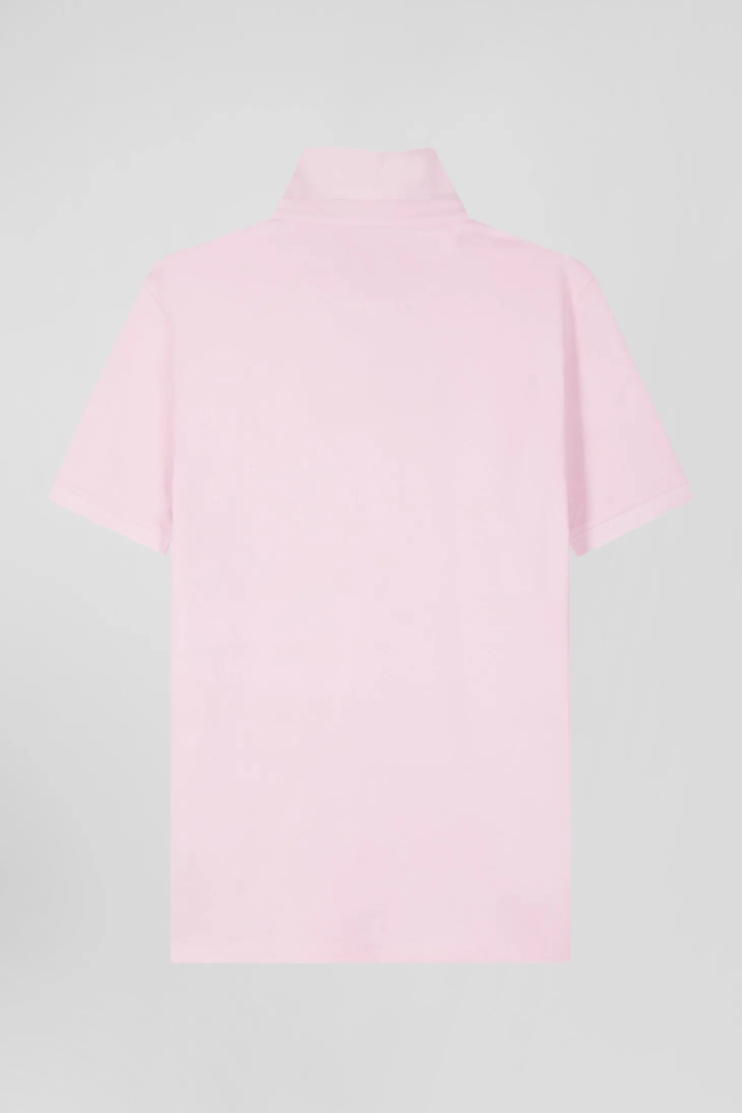 Slim pink short-sleeved stretch cotton polo shirt