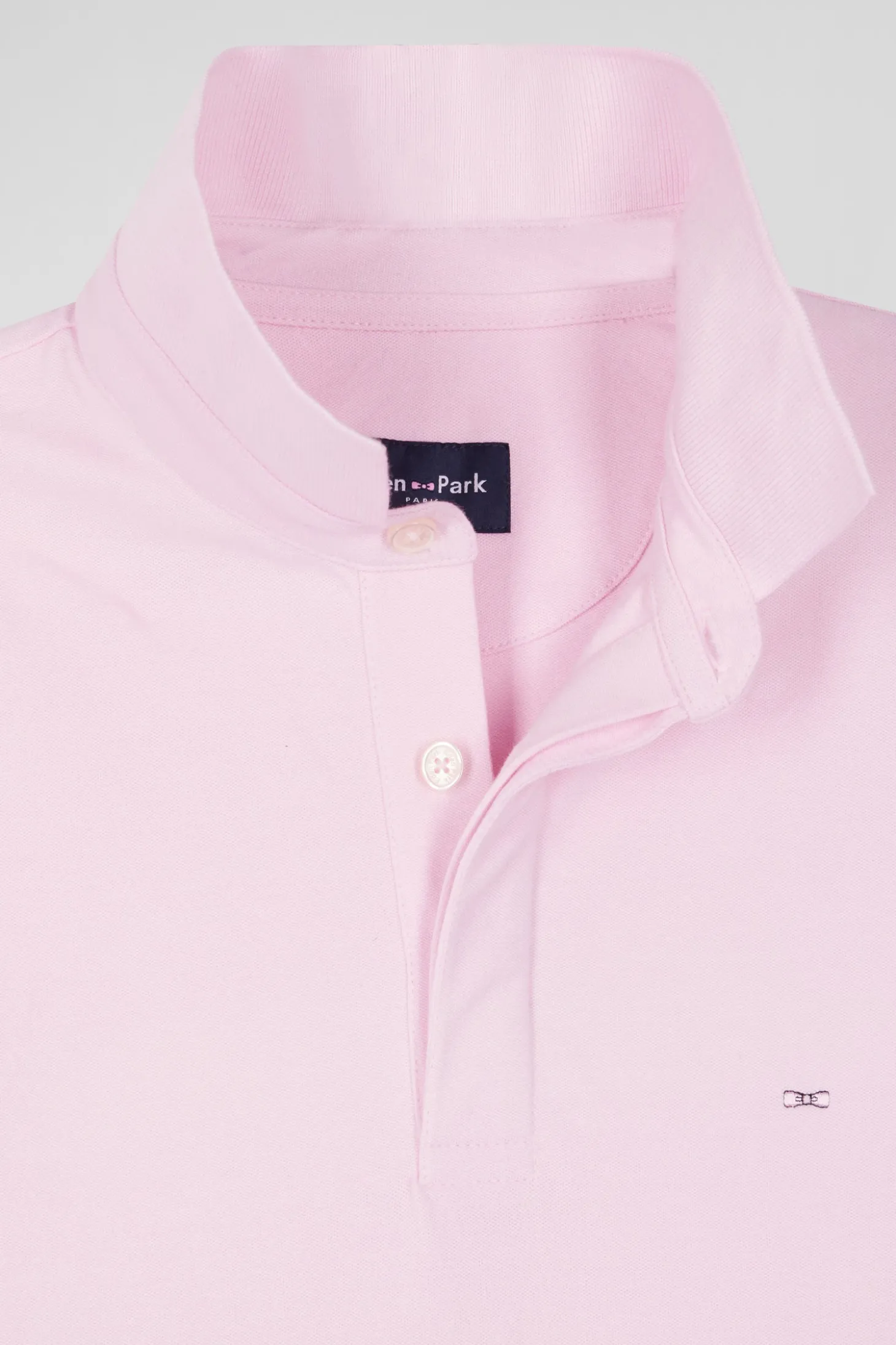 Slim pink short-sleeved stretch cotton polo shirt