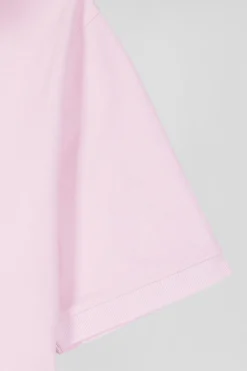 Slim pink short-sleeved stretch cotton polo shirt