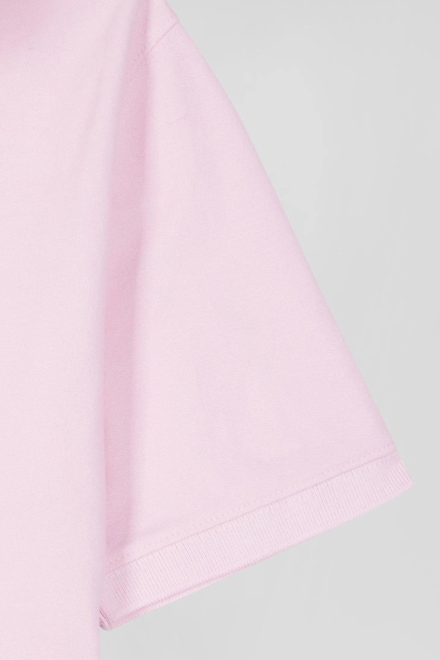 Slim pink short-sleeved stretch cotton polo shirt