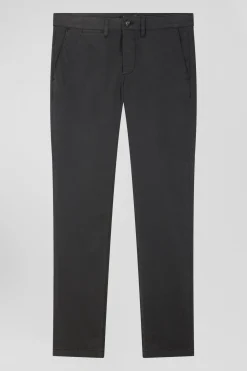 Slim plain anthracite grey chino trousers in stretch cotton