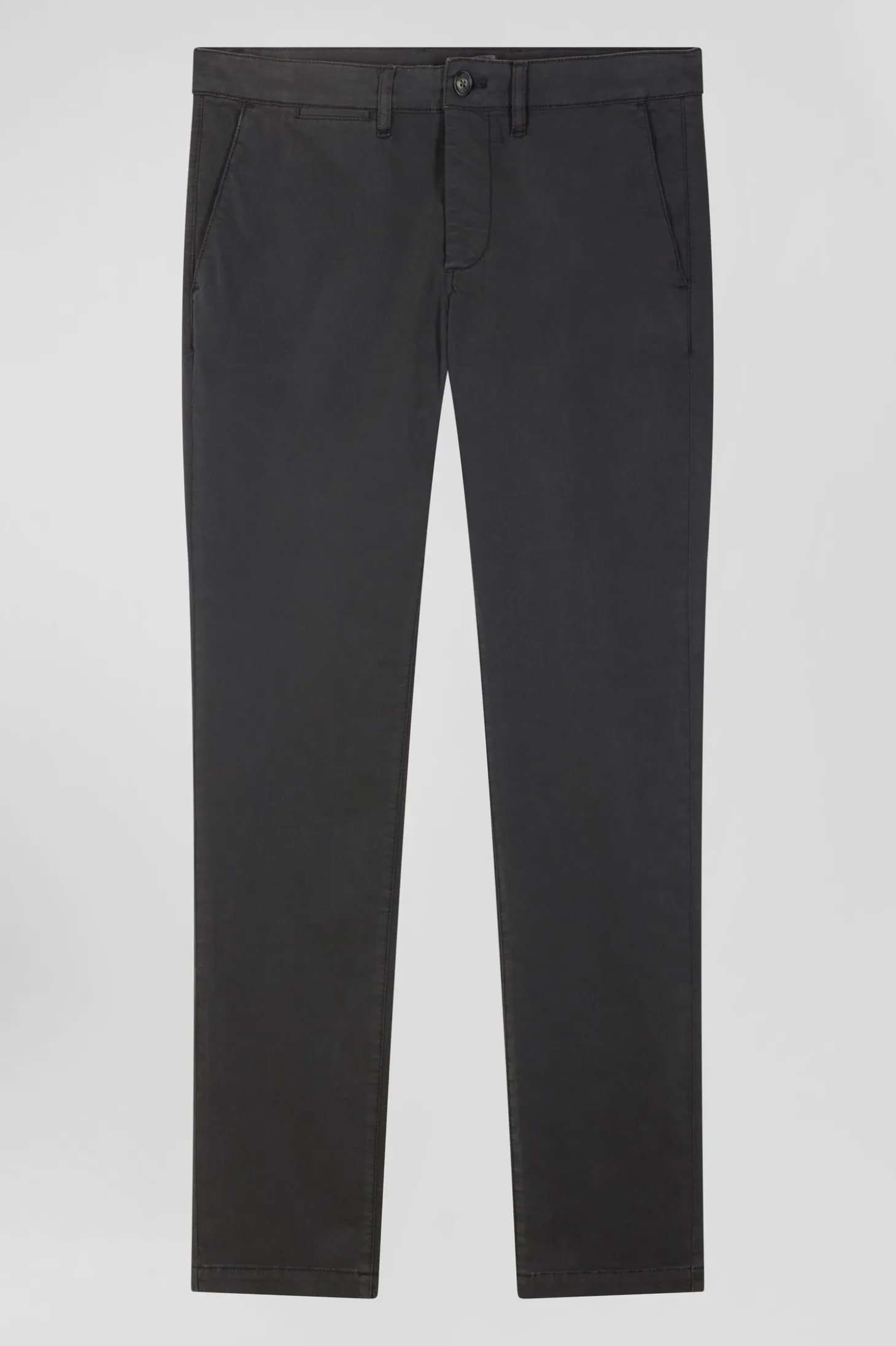 Slim plain anthracite grey chino trousers in stretch cotton