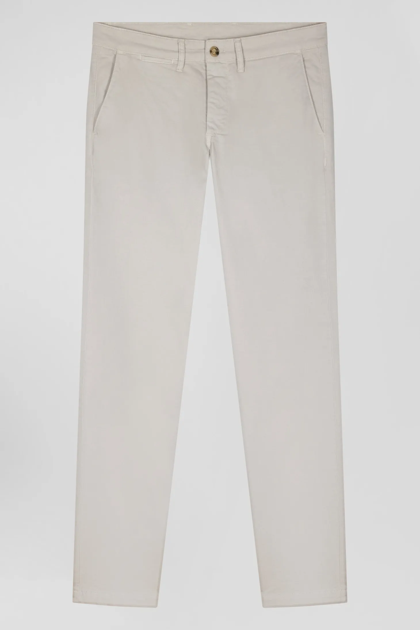 Slim plain beige chino trousers in stretch cotton