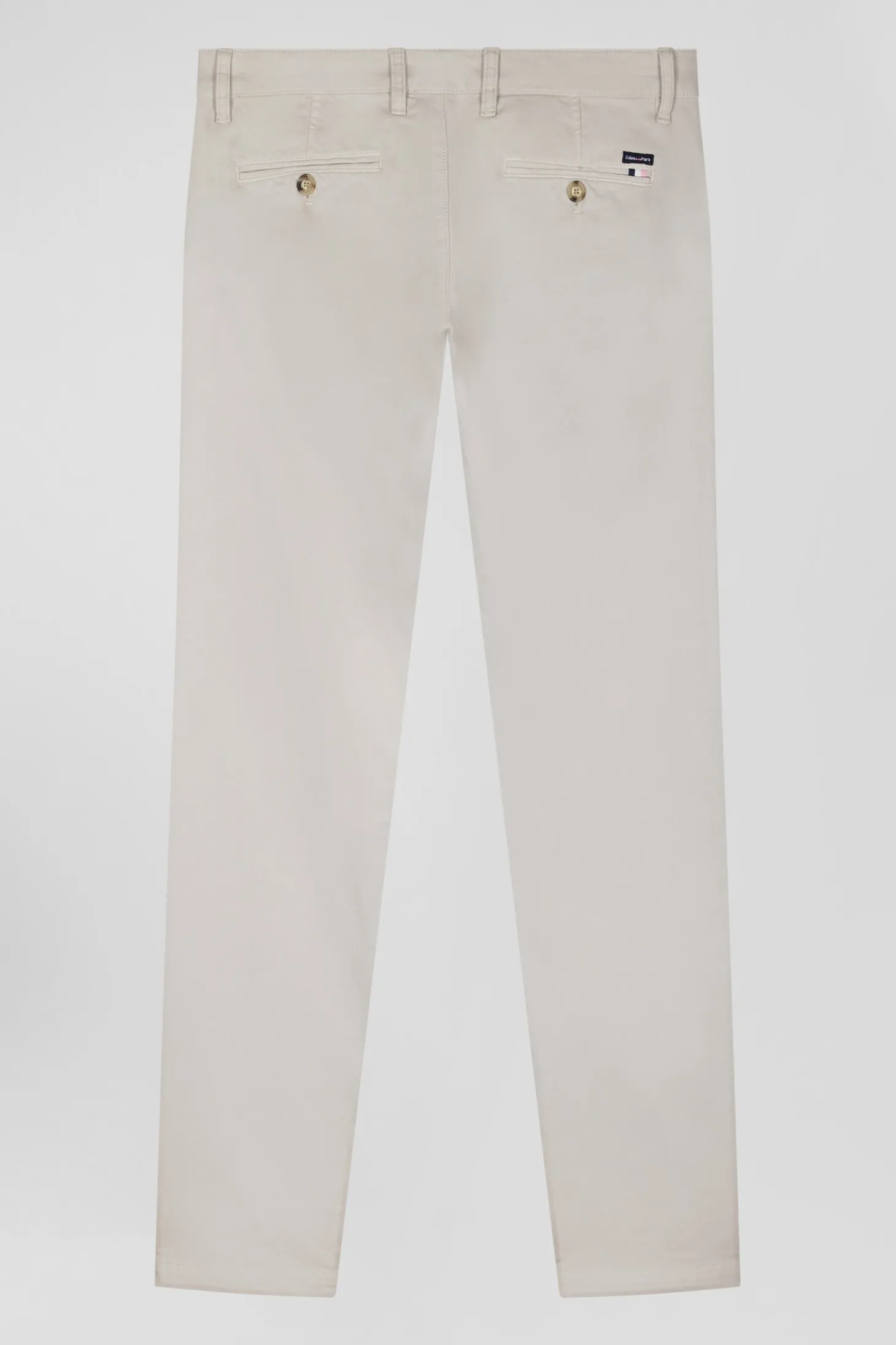 Slim plain beige chino trousers in stretch cotton