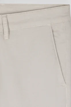 Slim plain beige chino trousers in stretch cotton