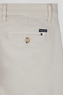 Slim plain beige chino trousers in stretch cotton