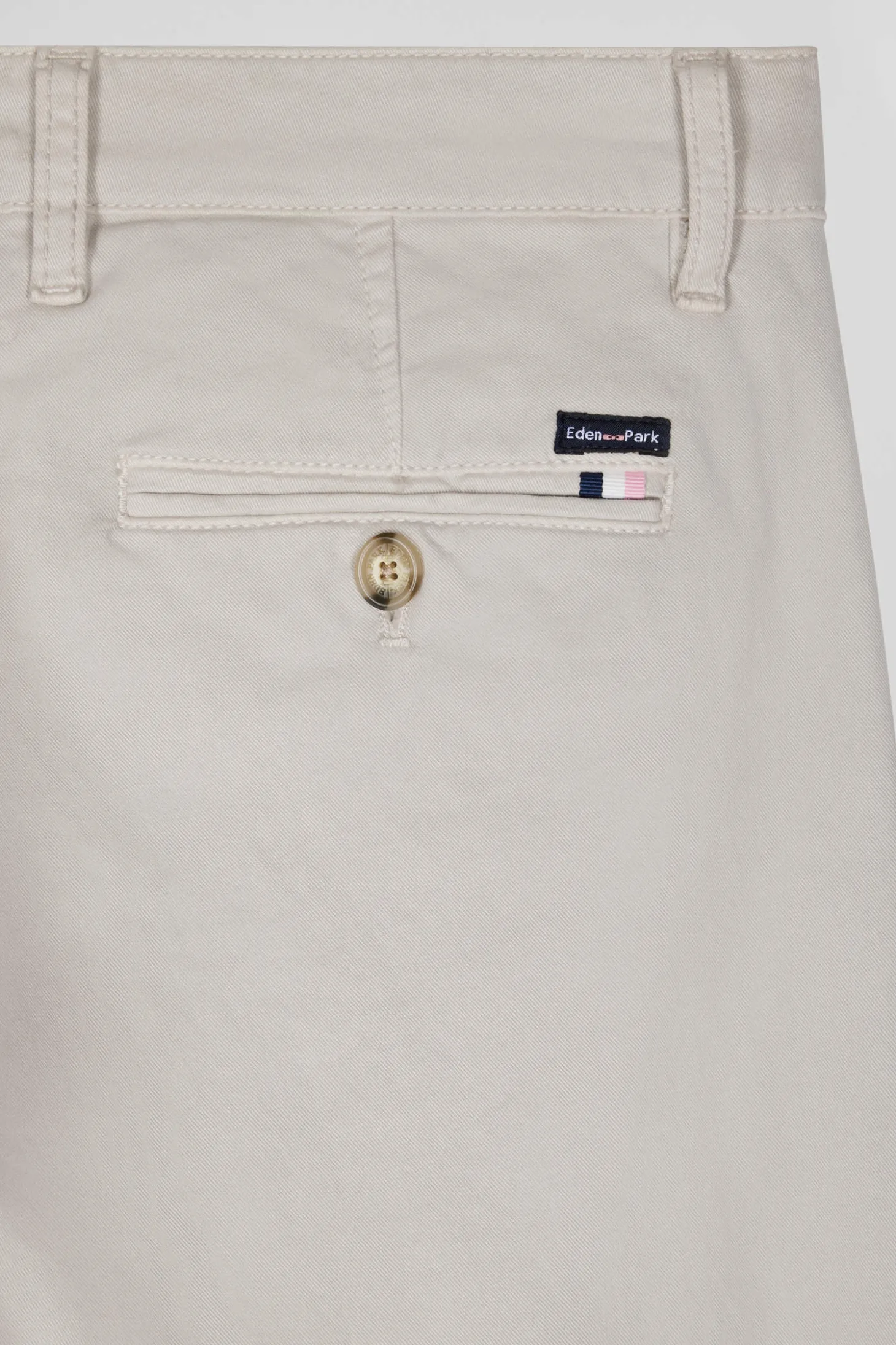 Slim plain beige chino trousers in stretch cotton