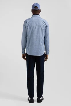 Slim sky blue cotton shirt