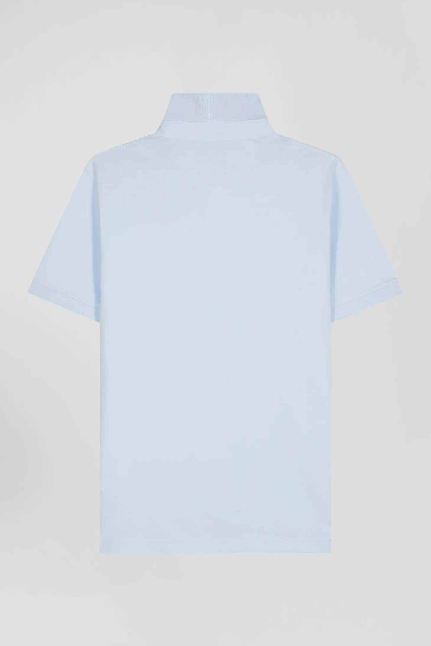 Slim sky blue short-sleeved stretch cotton polo shirt