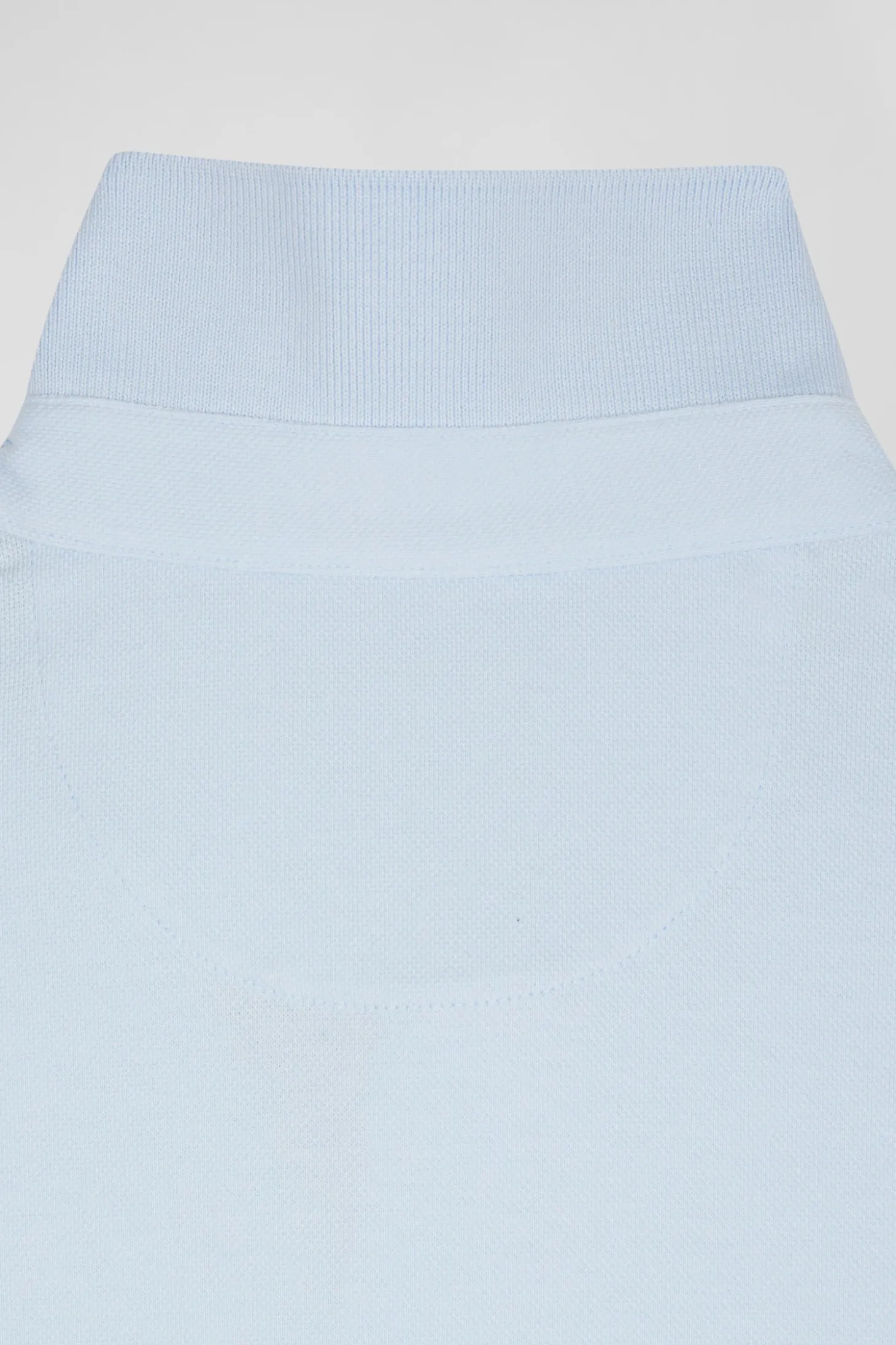 Slim sky blue short-sleeved stretch cotton polo shirt