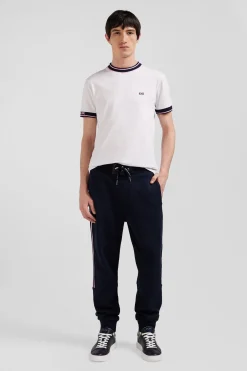 Slim white short-sleeved cotton T-shirt with Eden Park ribs