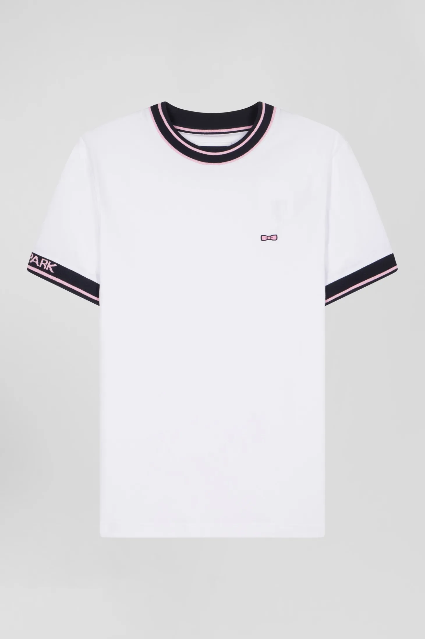 Slim white short-sleeved cotton T-shirt with Eden Park ribs