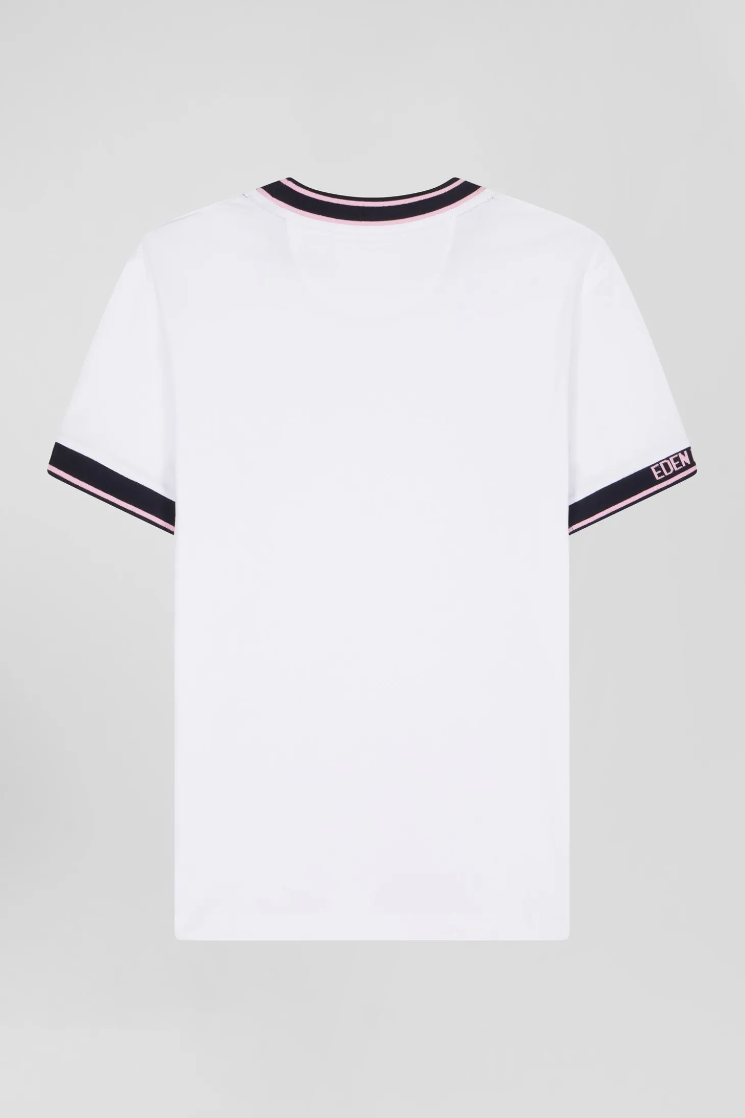 Slim white short-sleeved cotton T-shirt with Eden Park ribs