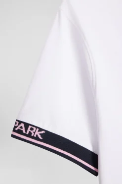 Slim white short-sleeved cotton T-shirt with Eden Park ribs