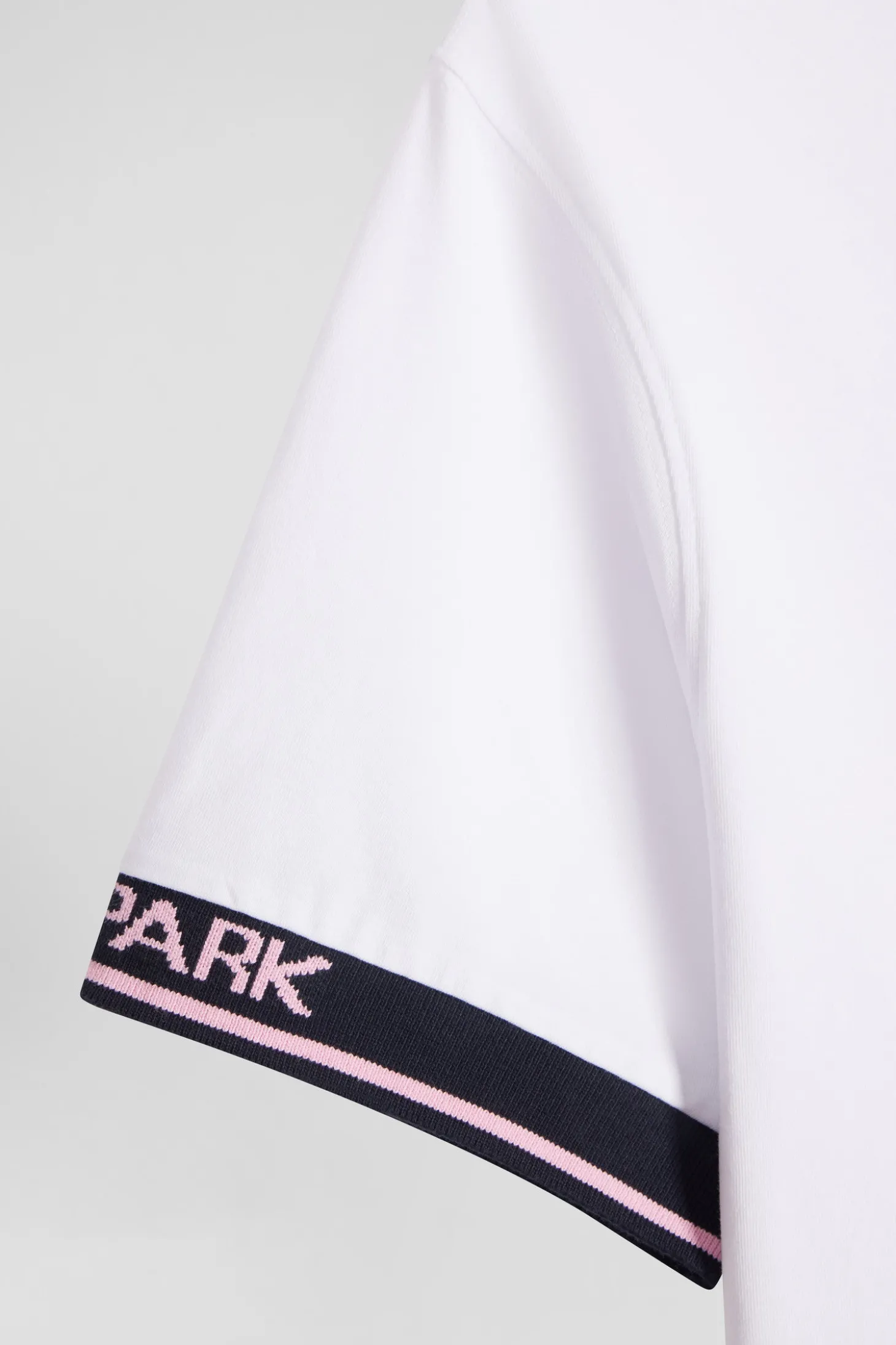 Slim white short-sleeved cotton T-shirt with Eden Park ribs