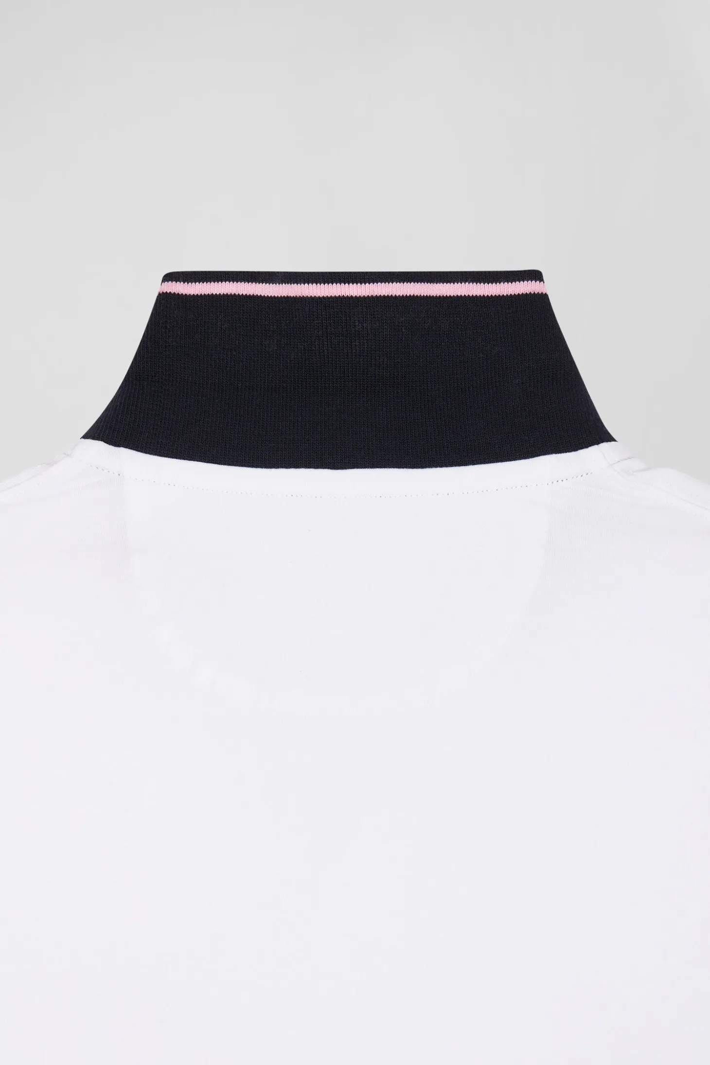Slim white short-sleeved stretch cotton polo shirt with Eden Park jacquard collar