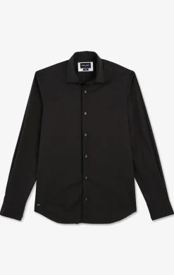 Slim-fit black shirt in stretch poplin