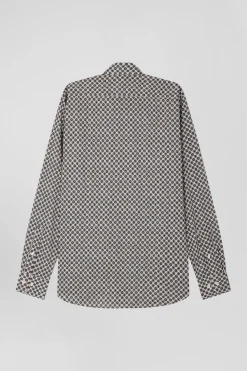 Slim-fit cotton shirt with off-white micro patterns
