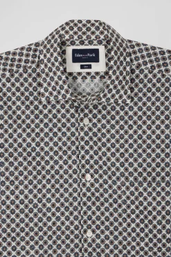 Slim-fit cotton shirt with off-white micro patterns