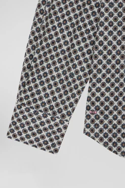 Slim-fit cotton shirt with off-white micro patterns
