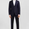 Slim-fit suit in navy blue wool