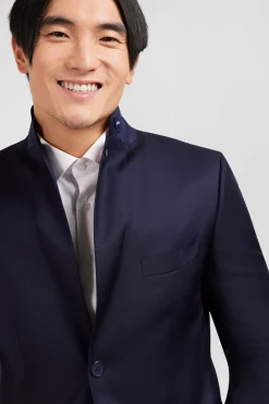 Slim-fit suit in navy blue wool