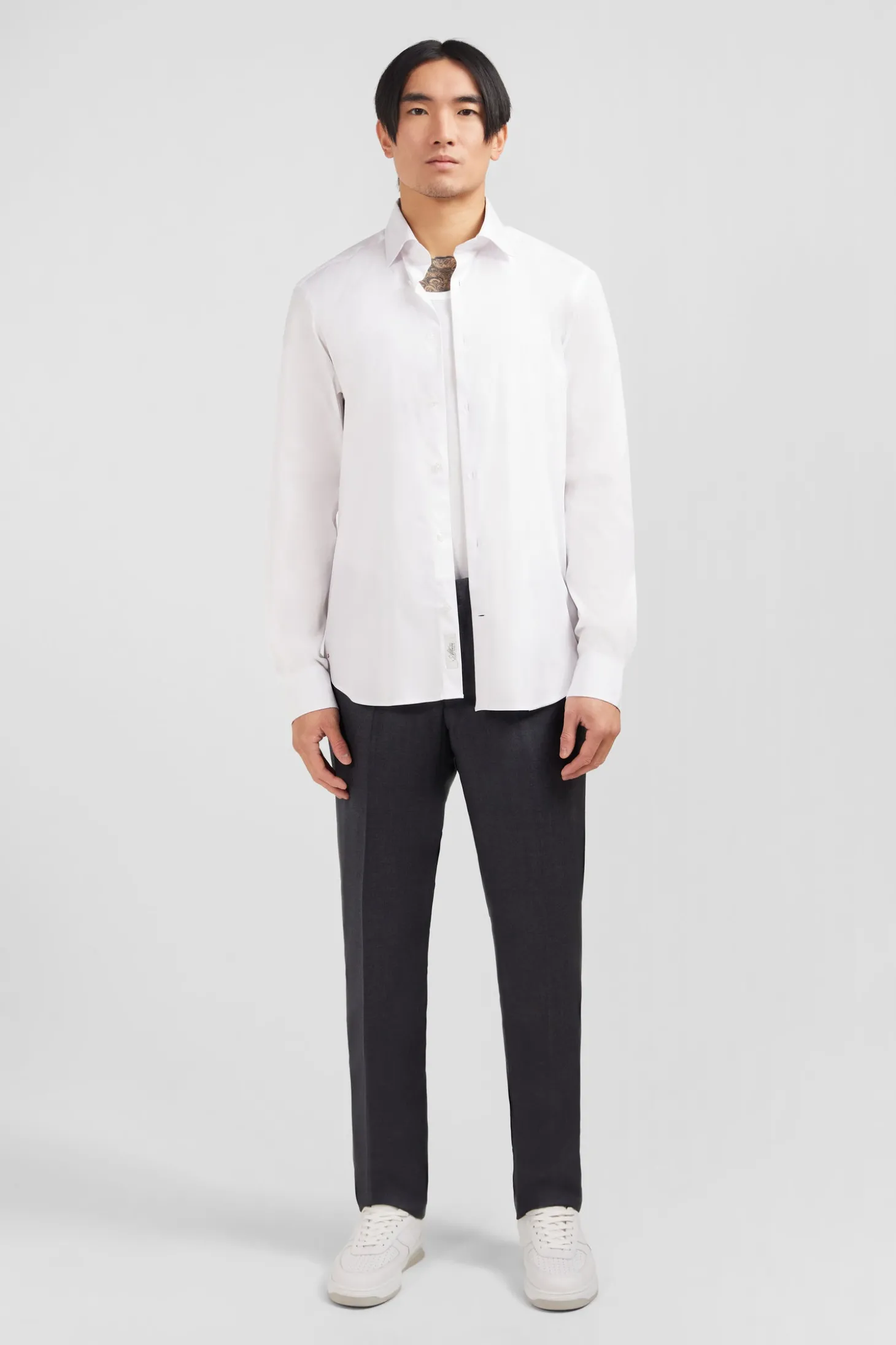 Slim-fit white shirt in stretch poplin