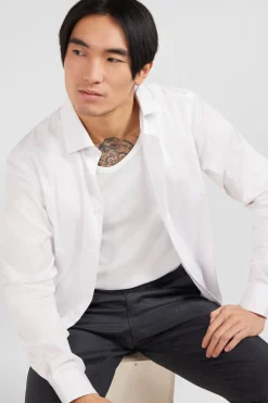 Slim-fit white shirt in stretch poplin