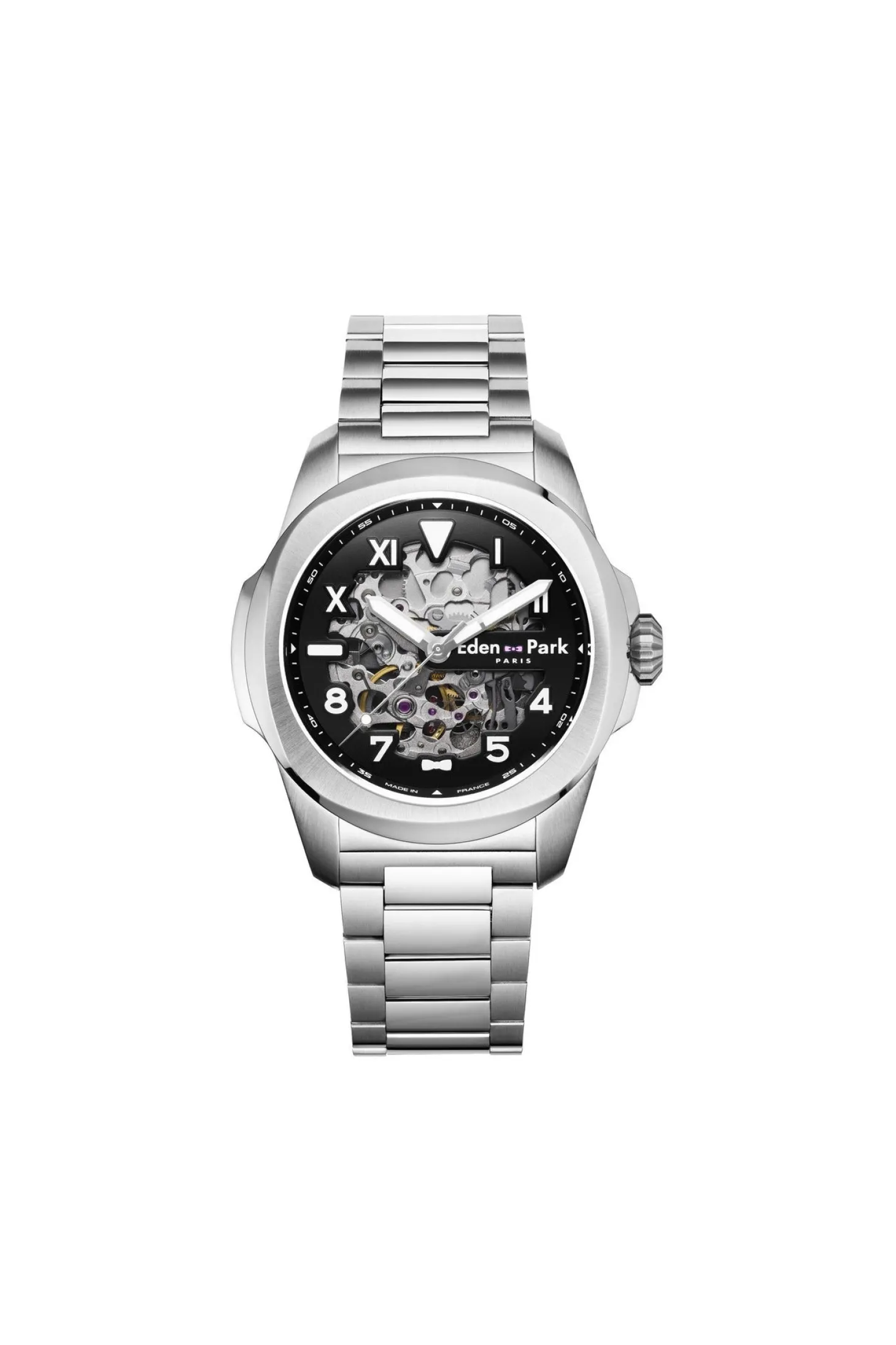 Steel automatic skeleton watch