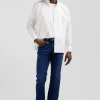 stone-washed regular raw stretch denim jeans