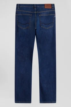 stone-washed regular raw stretch denim jeans