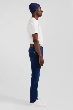 stone-washed regular raw stretch denim jeans