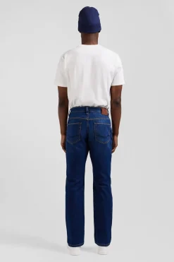 stone-washed regular raw stretch denim jeans