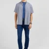 Straight jeans in blue stretch cotton