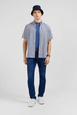 Straight jeans in blue stretch cotton