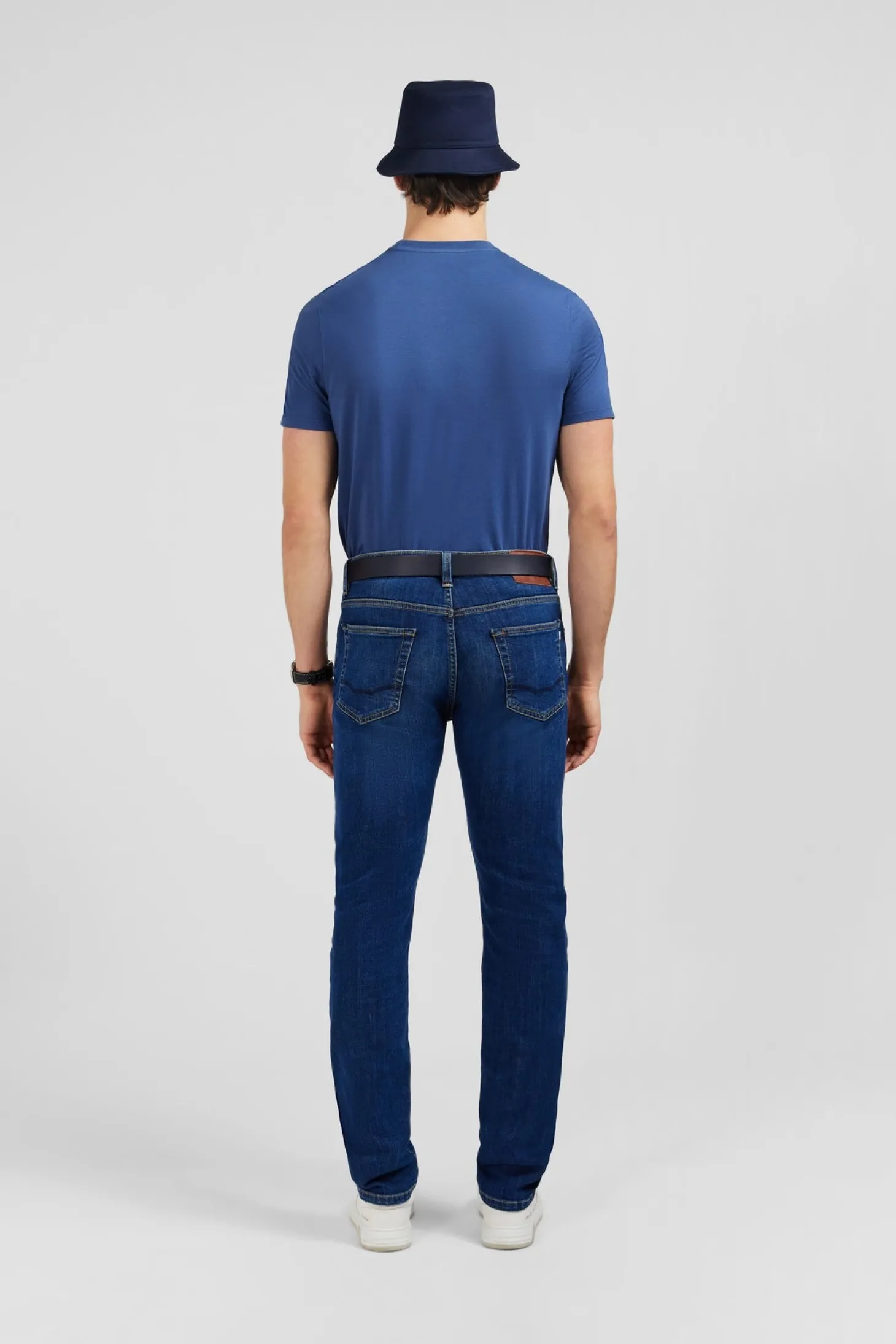 Straight jeans in blue stretch cotton
