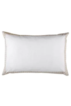 2 taies d'oreiller rectangulaires blanc et beige - Bulle ovale