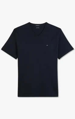 V-neck navy light pima cotton t-shirt