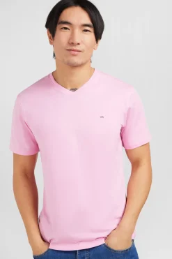 V-neck pink light pima cotton t-shirt