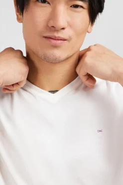 V-neck white light pima cotton t-shirt