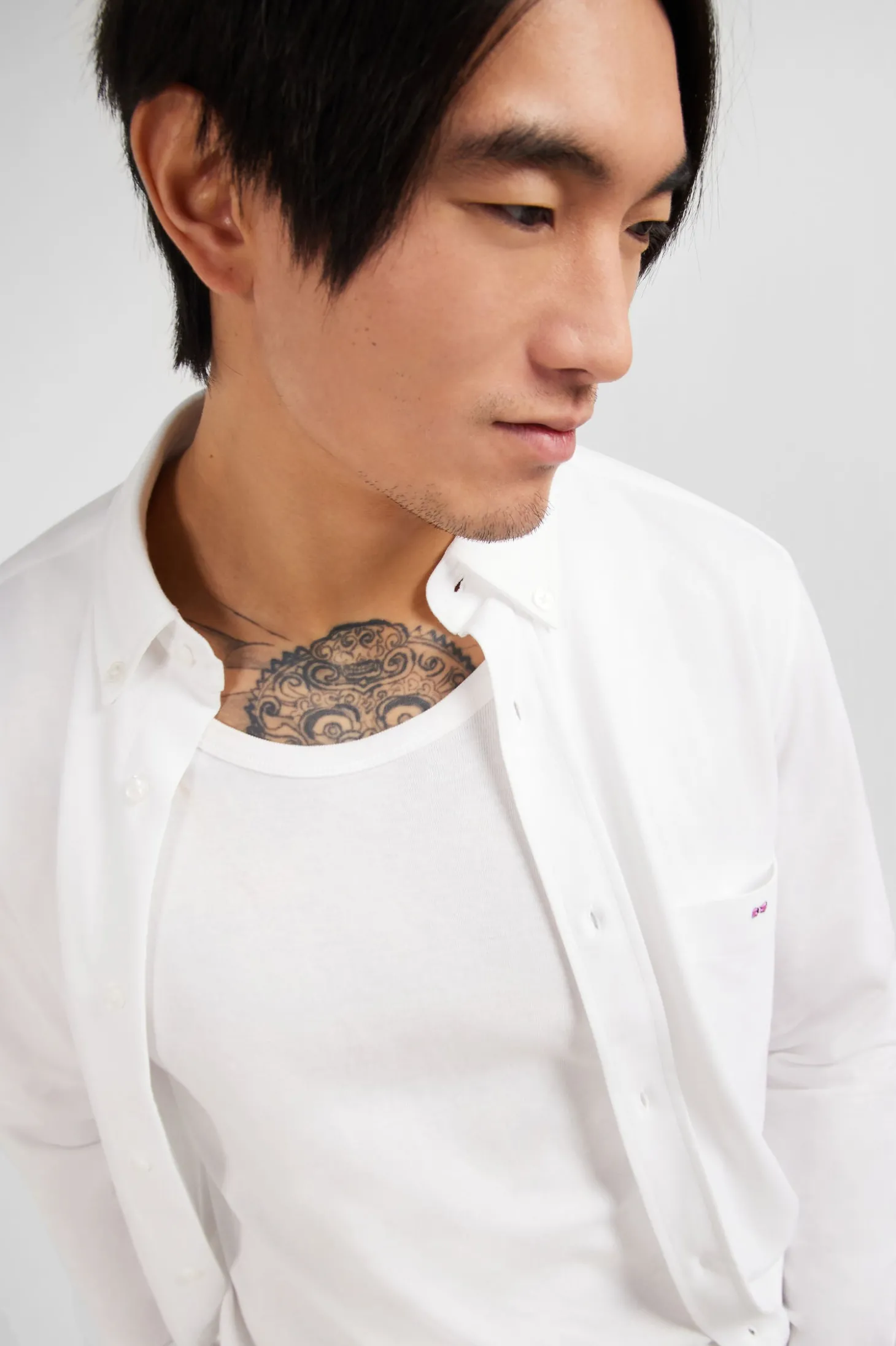 White cotton pinpoint shirt
