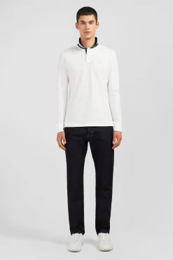 White cotton polo with contrasting neck