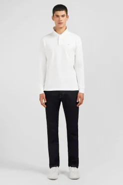 White cotton polo with contrasting neck