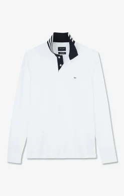 White cotton polo with contrasting neck