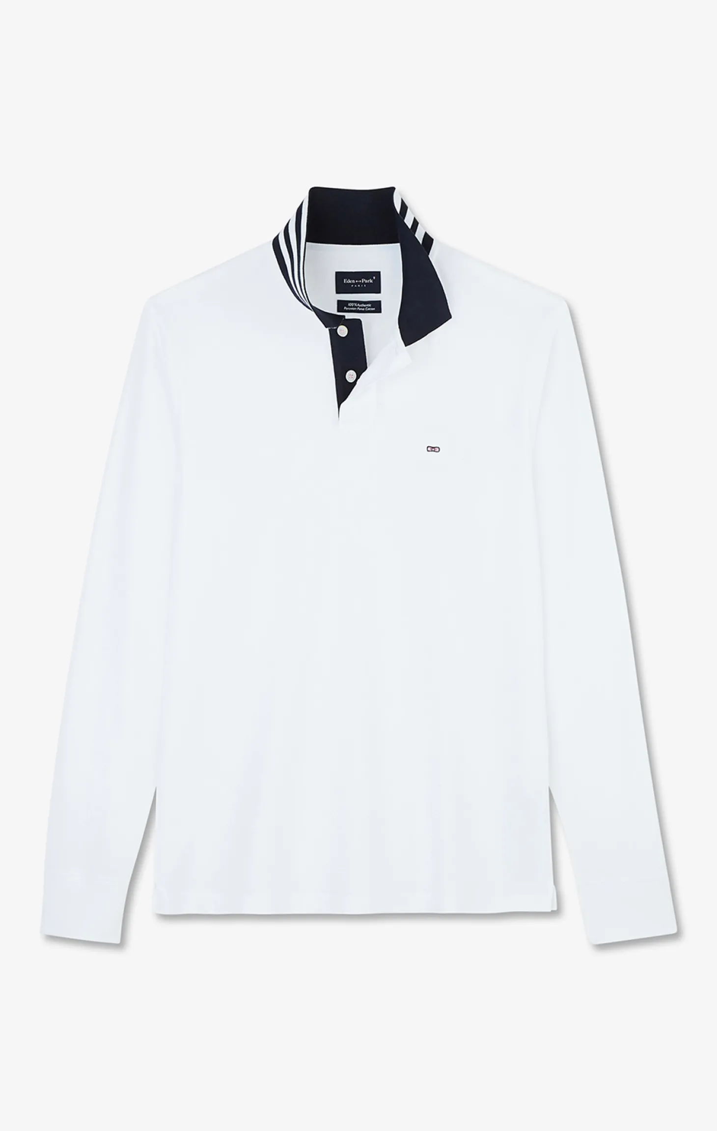 White cotton polo with contrasting neck