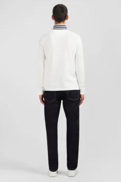 White cotton polo with contrasting neck