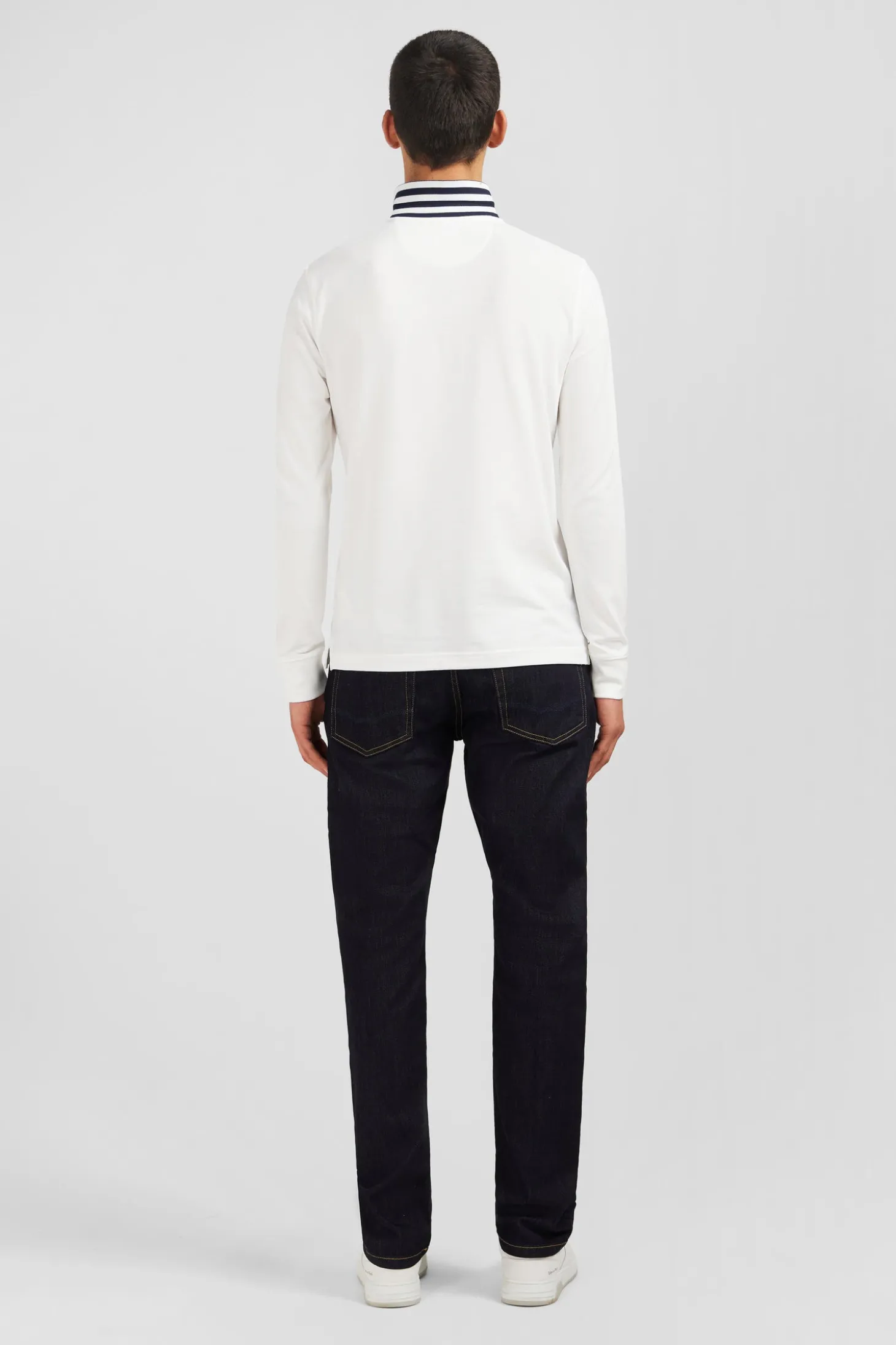 White cotton polo with contrasting neck