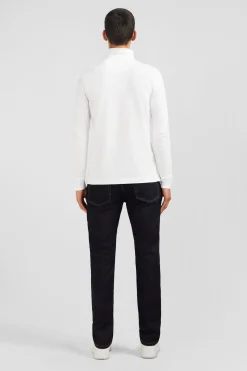 White cotton polo with contrasting neck
