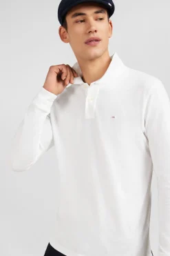 White cotton polo with contrasting neck